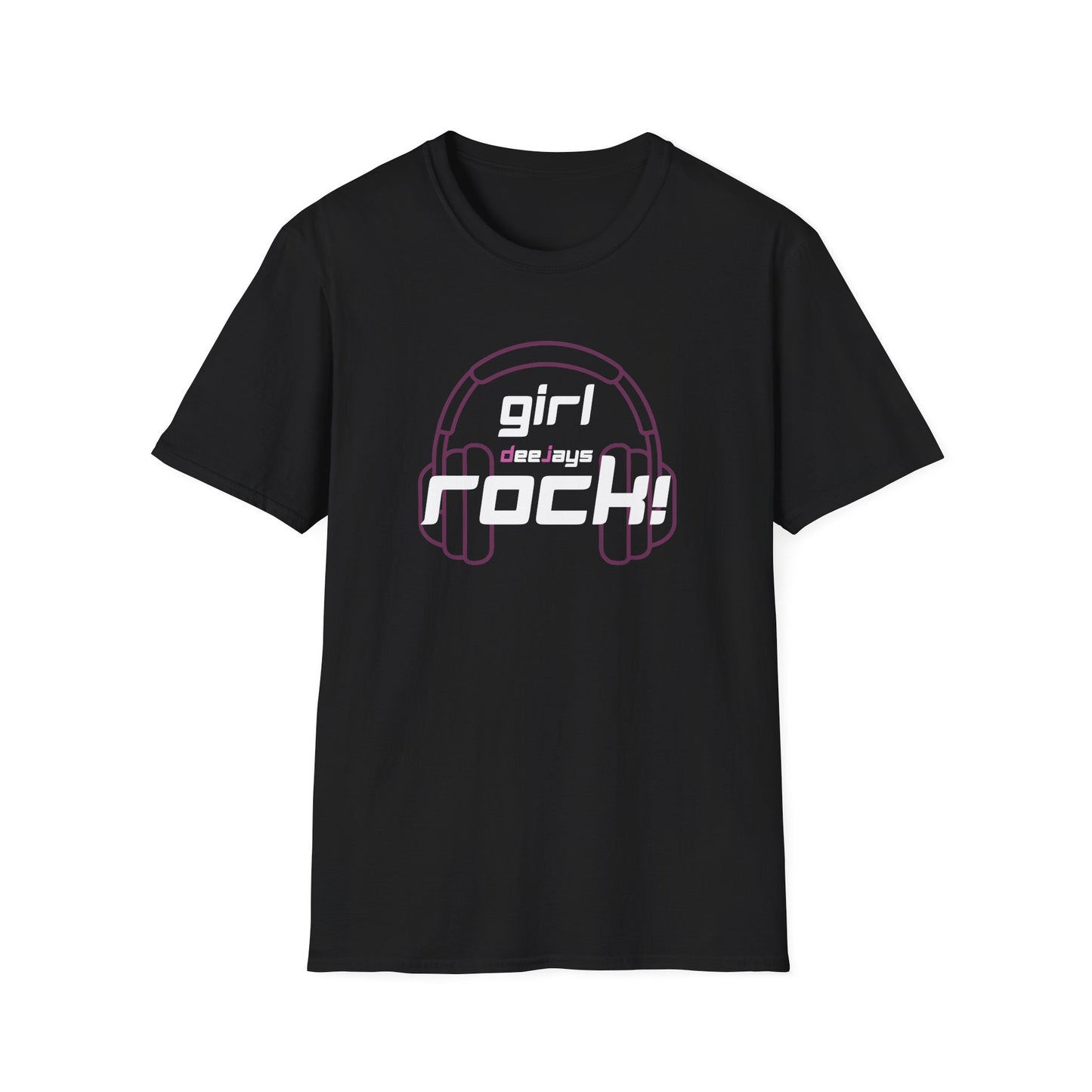 Girl DeeJays Rock! Pink Headphones T-Shirt — DJ Graphic Tee